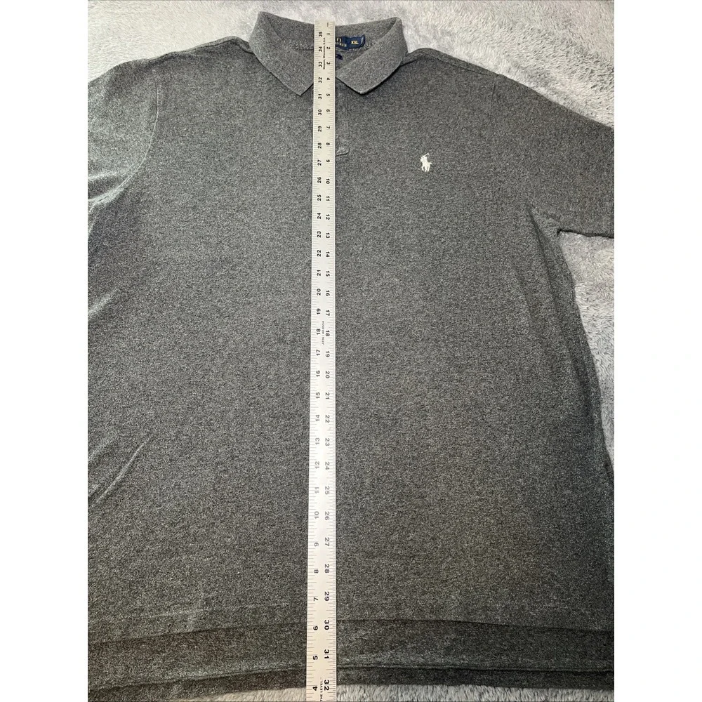 Polo Ralph Lauren Men's 2XL Custom Fit Grey Short Sleeve Shirt White Pony